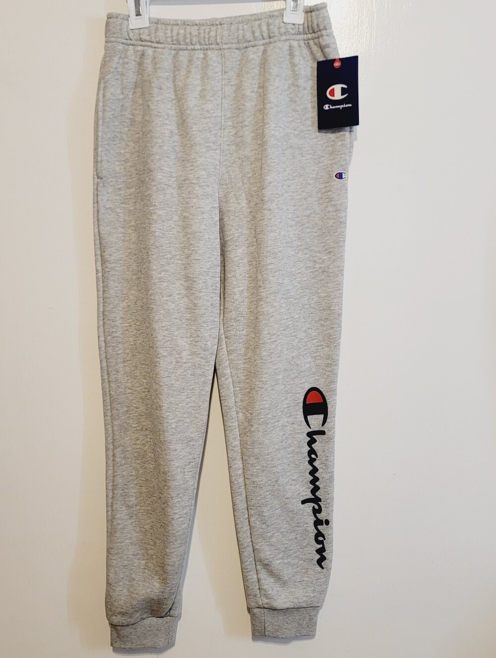 Champion Light Grey / Oxford Grey Heather Logo Joggers Boys Size M (10-12) NWT